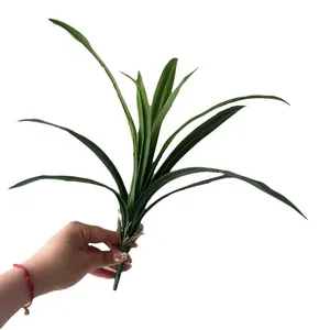 Realistic green artificial orchid leaves for DIY floral arrangement and home decor