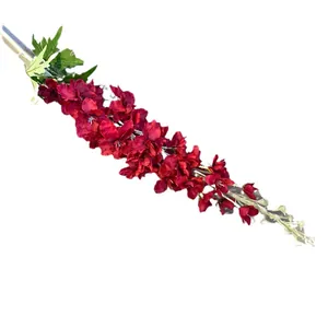 Tallo de flor de Delphinium artificial burdeos para decoración de bodas y arreglos