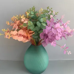 Lifelike artificial 16-fork multi-colored eucalyptus bundle for home floral decoration