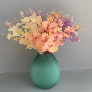 Artificial colorful eucalyptus leaf bunch with 16 branches for home and event decoration