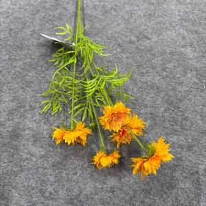 Künstlicher orangefarbener Kornblumenstrauch mit 5 Blüten für die Heimdekoration