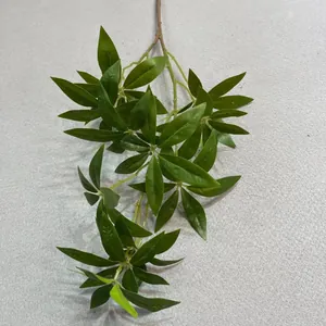 Detailed view of artificial Pachira leaves with realistic texture for home decor.