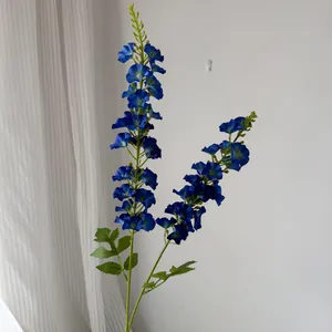 Tiges de fleurs de delphinium bleu artificiel réaliste pour mariage et décoration