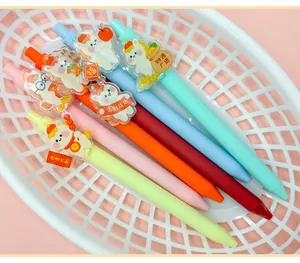 Close-up of cute horse charms and vibrant colorful barrels on festive Year of the Horse gel pens