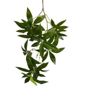 Lifelike artificial green fortune leaf branch for home and wedding floral decoration