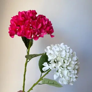 Artificial Hydrangea Silk Cloth Plastic Single Stem Flower Real Touch Fake Hydrangea For Wedding Party Hotel Ceiling Home Decor