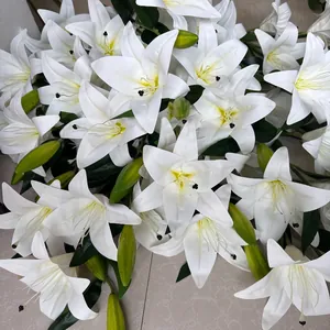 Premium white 3D artificial lilies with realistic moist texture for wedding decor