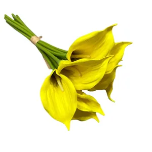 Realistischer gelber EVA-Zantedeschia-Kunstblumenstrauß für Hochzeit und Heimdekoration