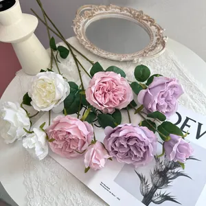 High-quality realistic silk Austin rose heads in assorted colors for wedding floral decor