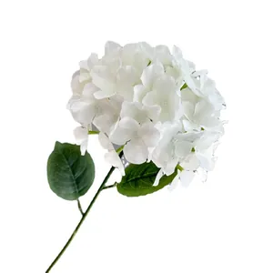 Single stem white artificial hydrangea flower with 20cm diameter for home decoration