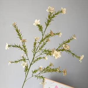 Realistic artificial Vinca wild flower branch for elegant wedding and home floral decor.