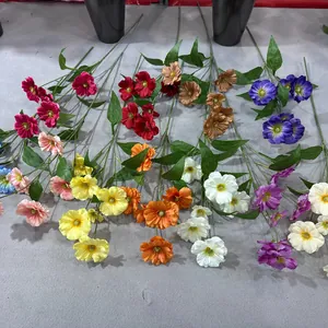 Farbenfrohe künstliche Seidenmohnblumen mit 6 Köpfen für die Hochzeitsdekoration
