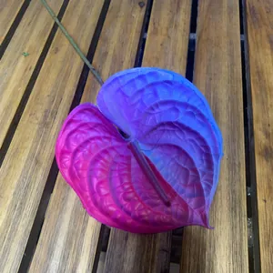 3D printed artificial Anthurium flower with blue and purple gradient for wedding decor