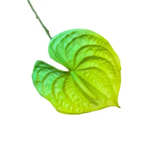 Realistic 3D printed artificial Anthurium flower with green-yellow gradient for wedding decor.