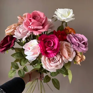 Realistische Künstliche Rose Seidenstoff Blume Einzelstiel Gefälschte Rose Für Hochzeit Zuhause Tisch Mittelstück Hotel Party Blumendekoration