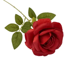 Realistische künstliche rote Rose mit Einzelstiel für Hochzeit und Innendekoration