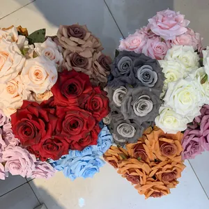 Vibrant multi-colored 9-head artificial diamond rose bouquets for elegant home wedding decor