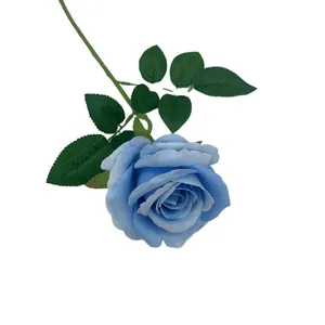 Realistische künstliche blaue Rose mit Stiel für Hochzeitsdeko und Blumenarrangements