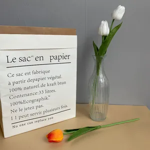 Elegant PU mini artificial tulips in white and orange for home and wedding decor