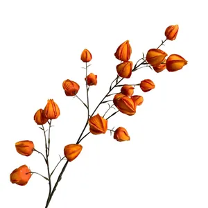 Branche de fruits de lanterne orange artificielle pour décoration florale de maison