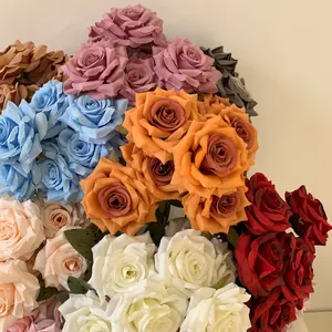 Artificial multicolor 9-head diamond rose bouquet for wedding and home decoration