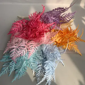 Vibrant multi-color artificial fern leaves for wedding and home floral arrangements
