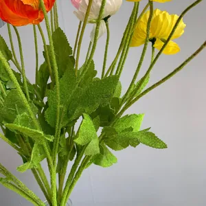 Lifelike artificial corn poppy silk flowers with fuzzy stems for wedding and home decor