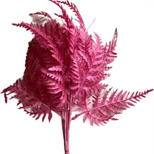 Vibrant pink artificial fern leaves for wedding party and home floral decoration