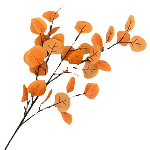 Kunstmatige oranje eucalyptus appelblad tak voor herfst huis en bruiloft decor