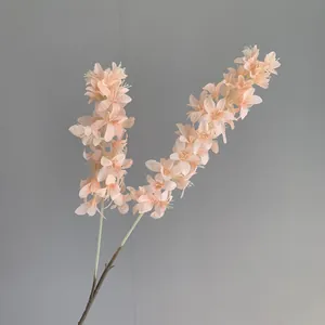 Detail of 2-branch artificial hyacinth flowers in peach pink for wedding decor