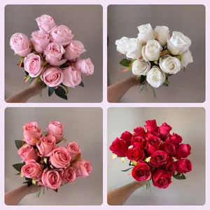 Single Stem Bulgarian Rose Simulation Silk Flower For Home Hotel Wedding Decoration Realistic Artificial Rose Fake Floral