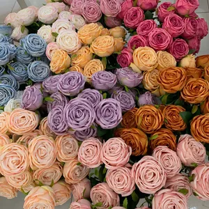 Assorted multicolor 7-head artificial silk rose bouquets for wedding and event table decor