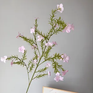 Realistic pink artificial periwinkle flower branch for rustic wedding floral decor