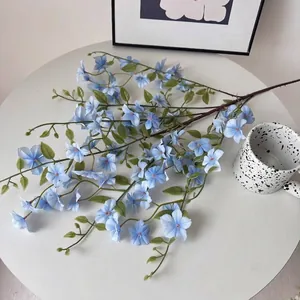 Longues tiges de fleurs sauvages artificielles bleues pour décoration de mariage
