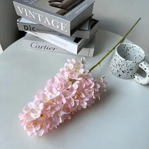 Elegant single stem pink artificial pagoda hydrangea for wedding floral arrangements.