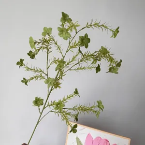 Elegant long-stem green artificial periwinkle wildflower branch for wedding floral decor