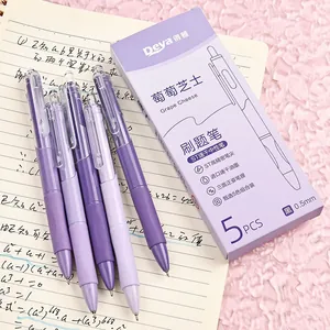 Purple Gradient Retractable Gel Pens 0.5mm ST Tip Quick Dry Black Ink Rollerball Pens For School Office Exam Writing Supplies