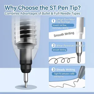 Premium black ink retractable gel pen with ST nib for smooth and quick-dry writing