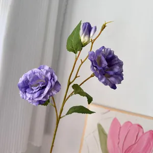 Close-up of artificial purple Lisianthus branch for wedding decor and floral arrangement