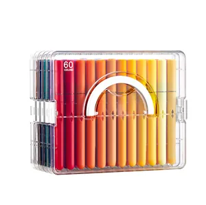 Premium 60 Farben Acrylmarker Stifte Set in transparenter Tragetasche Box