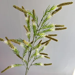 Realistic artificial millet flower branch detail for French garden style wedding decor.