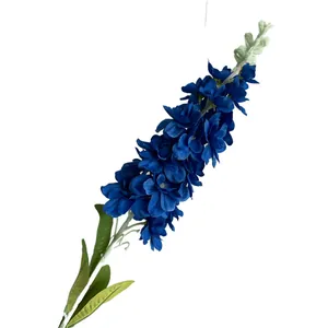 Tallo de delfinio azul artificial realista para la decoración de bodas y el hogar
