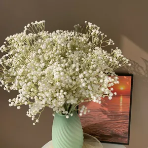 Elegante ramo de flores de gipsófila artificial blanca con 108 cabezas decorativas