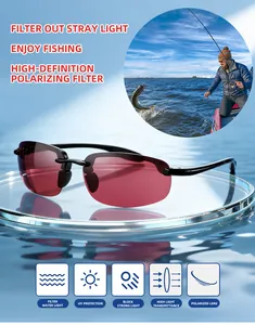 Red lens polarized fishing sunglasses with high-definition filter for outdoor use.