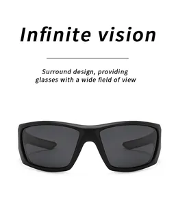 Lunettes de soleil de sport polarisées noires avec monture enveloppante pour une vision large