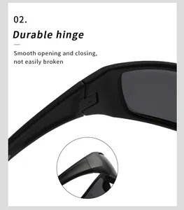 Vue détaillée de la charnière durable des lunettes de soleil de sport polarisées