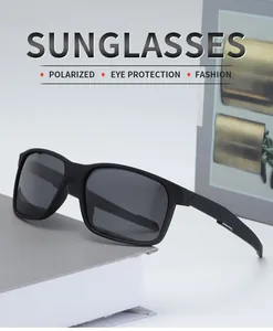 Detailed view of matte black polarized cycling sunglasses for outdoor driving