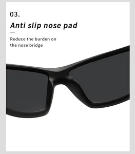 Vue détaillée du support de nez antidérapant intégré sur des lunettes de sport noires