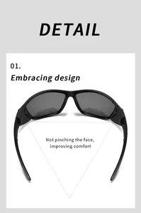 Close-up detail of ergonomic black cycling sunglasses frame with embracing comfort design