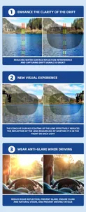 Side-by-side comparison of polarized sunglasses showing glare reduction in fishing and driving